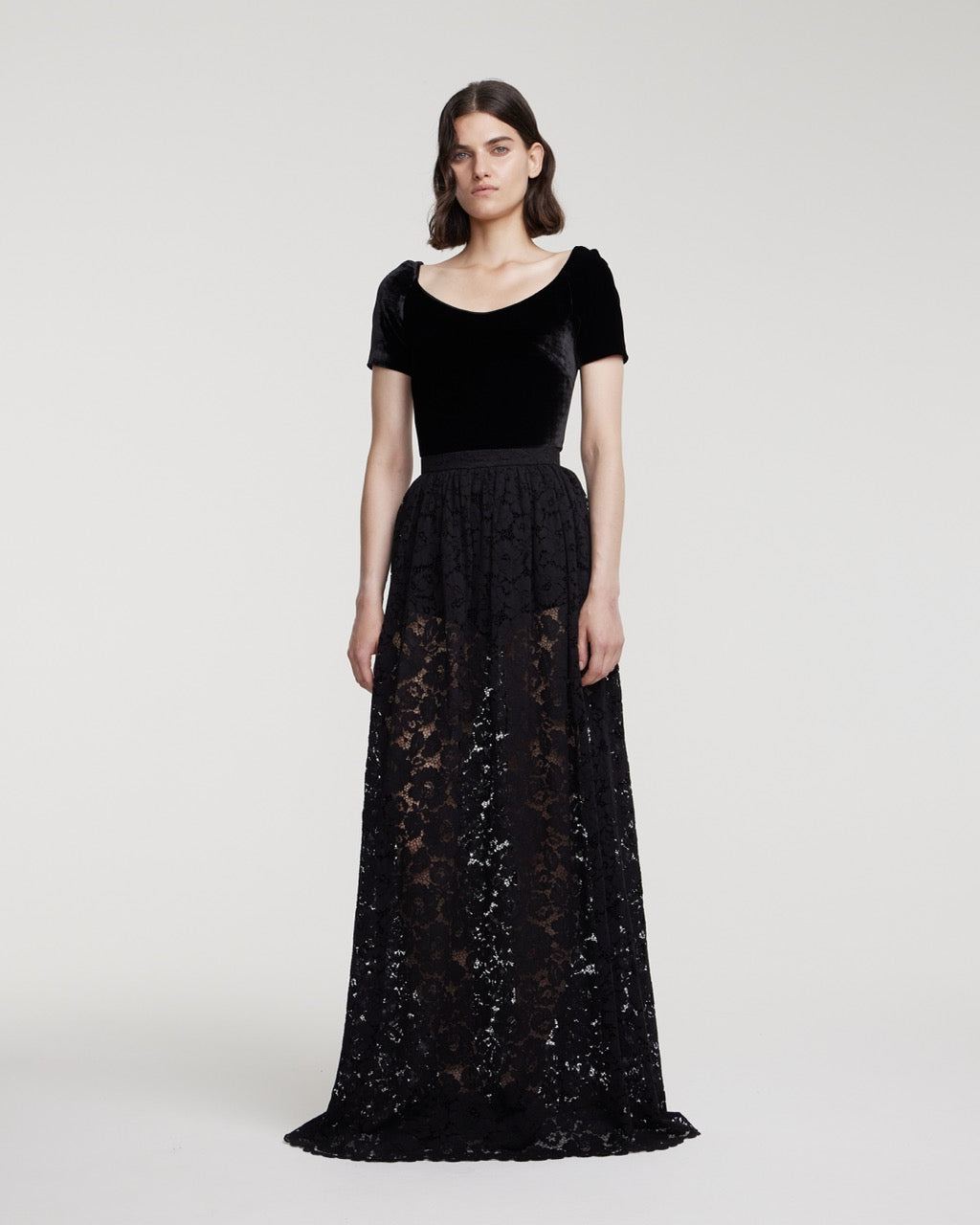 Cord lace maxi skirt