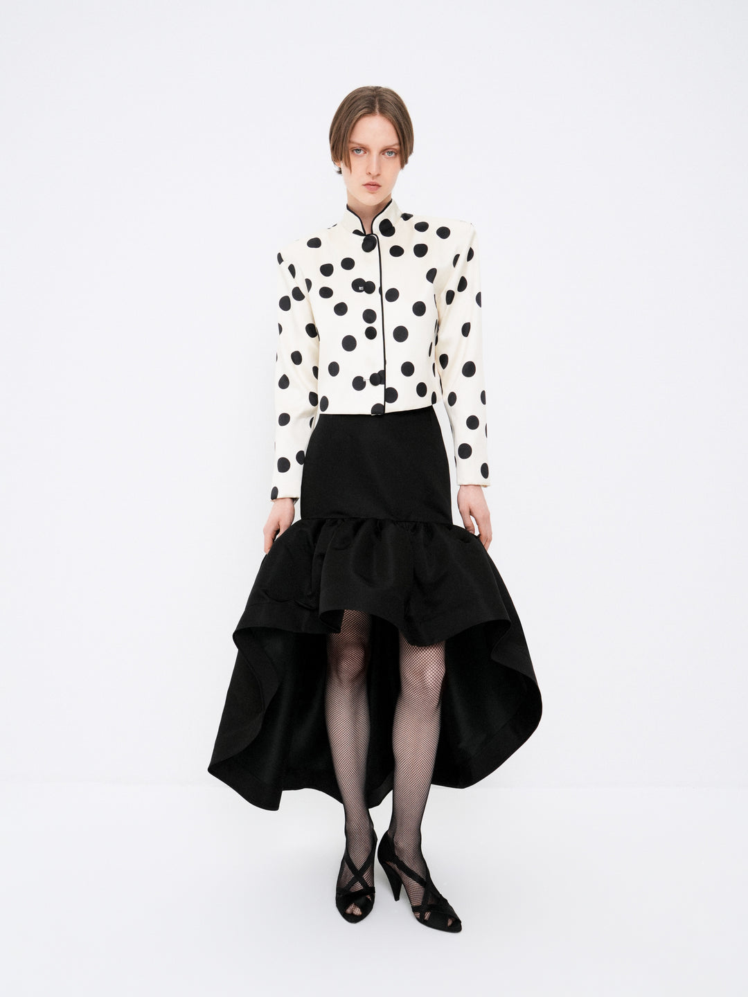 Polka-dot cropped jacket