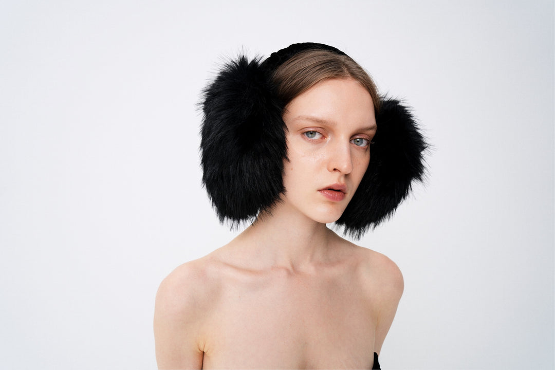 Oversized faux fur earmuffs