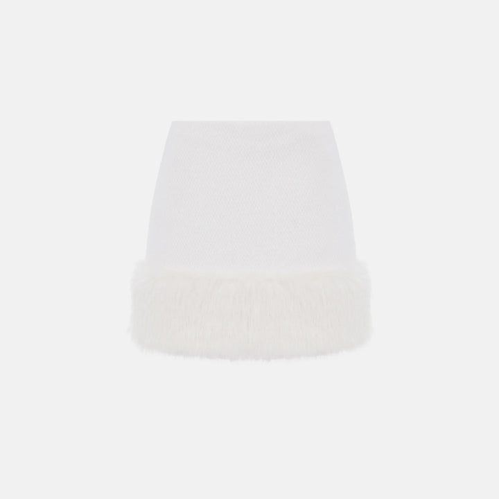 Mini skirt with faux fur trim