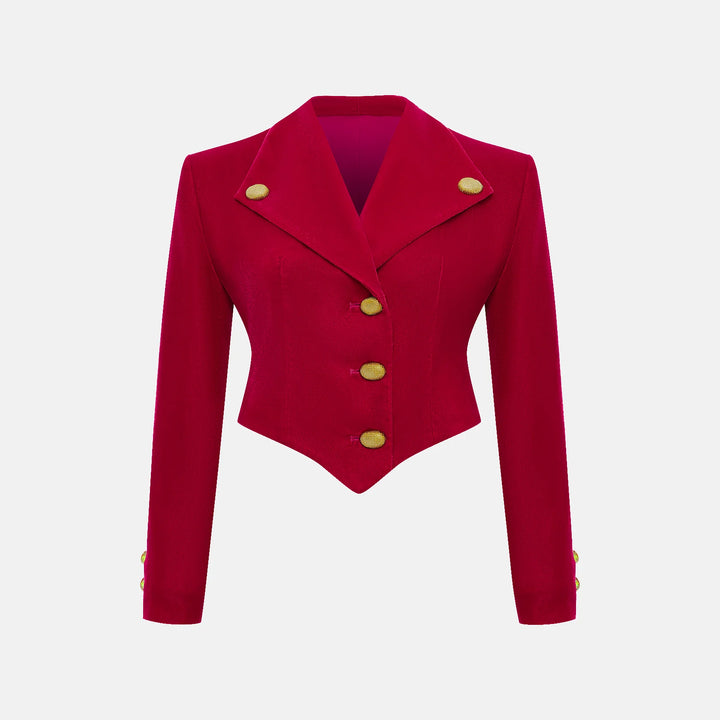 Cropped velvet jacket with statement buttons