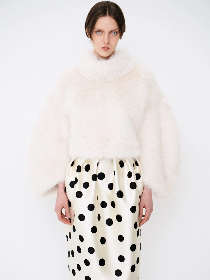 Oversized white faux fur sweater