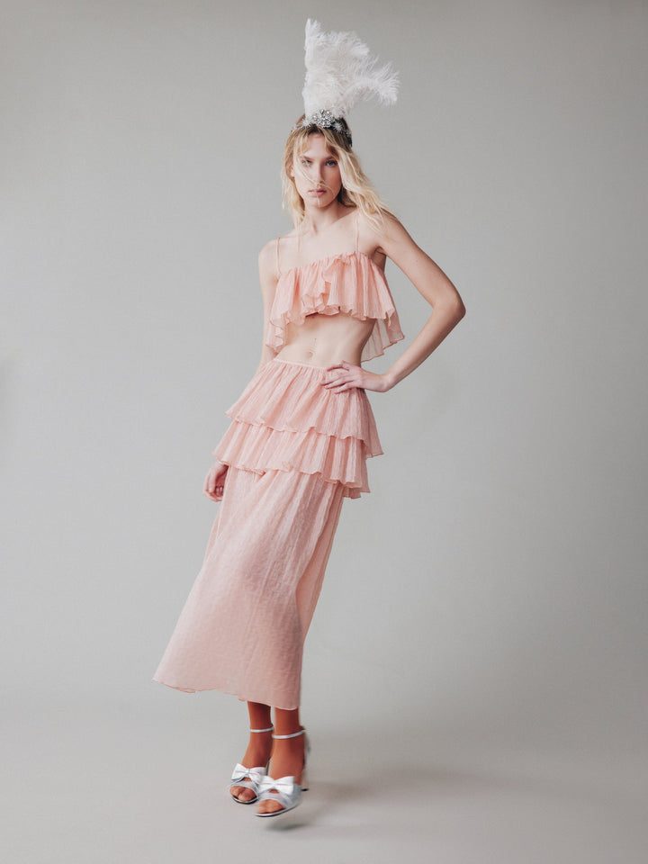 Midi skirt with ruffles