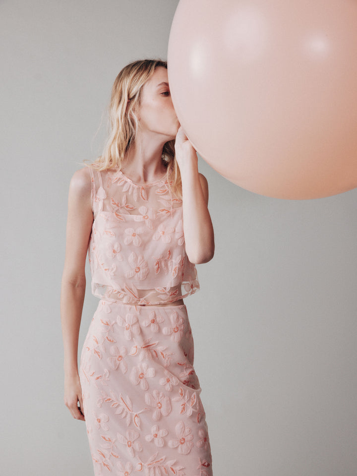 Floral appliqué crop top