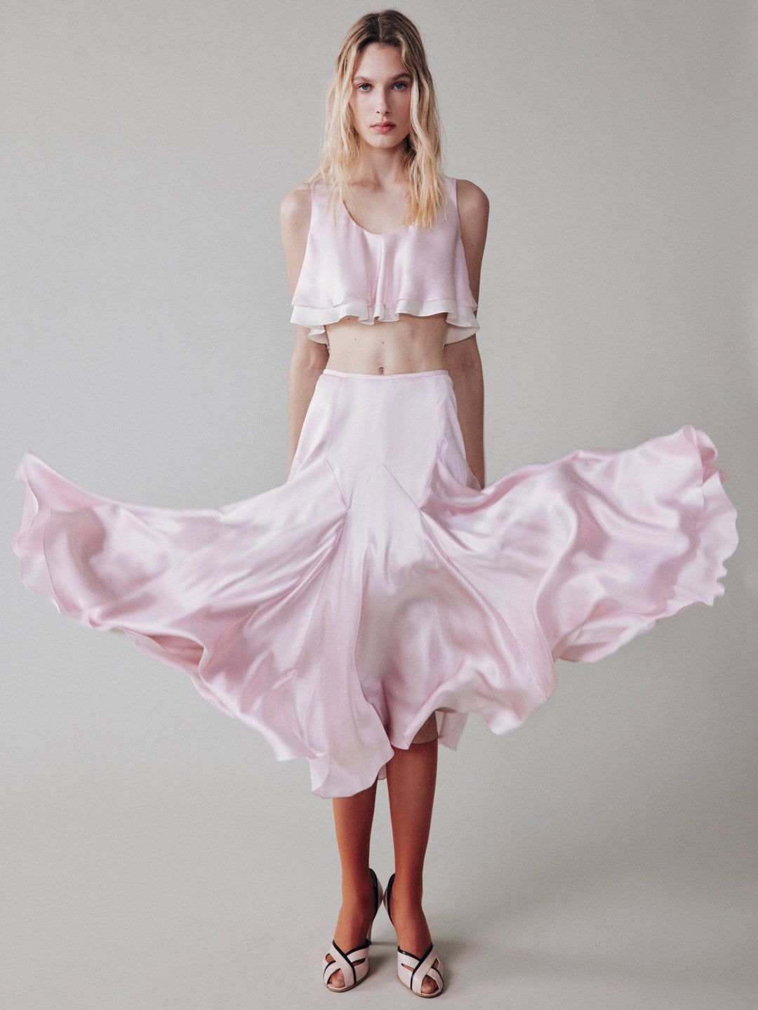 Double-layered crop top made of Liberty silk