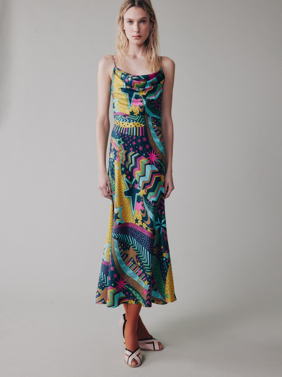 Printed strappy dress made of Liberty silk
