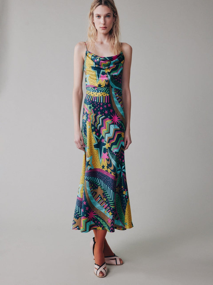 Printed strappy dress made of Liberty silk