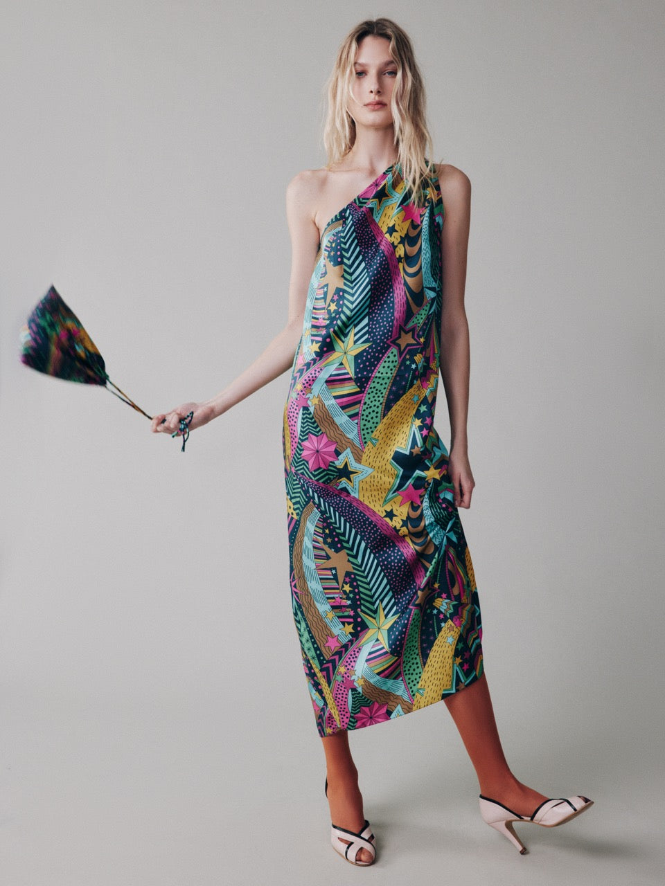 Printed pouch bag made of Liberty silk