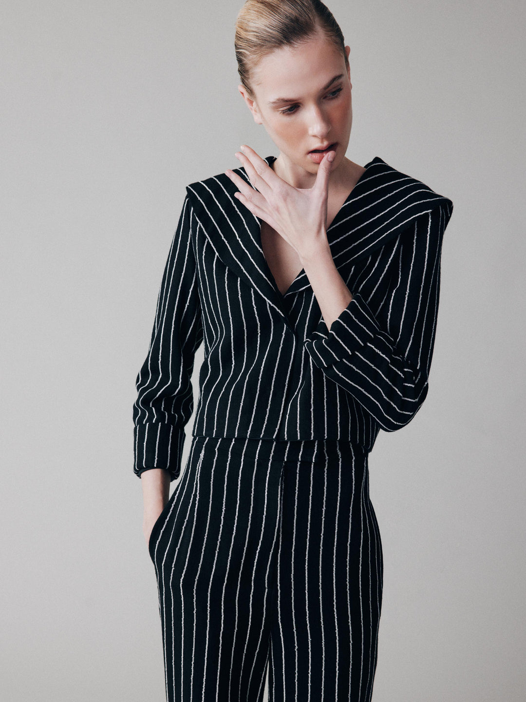 Striped linen blazer