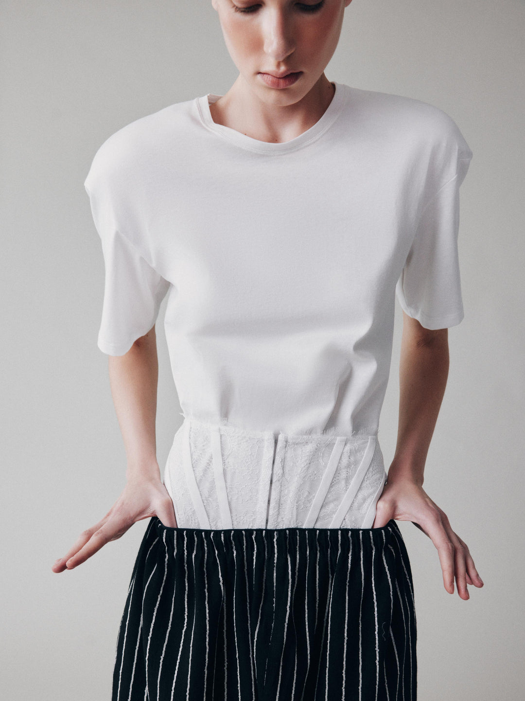 Padded cotton t-shirt