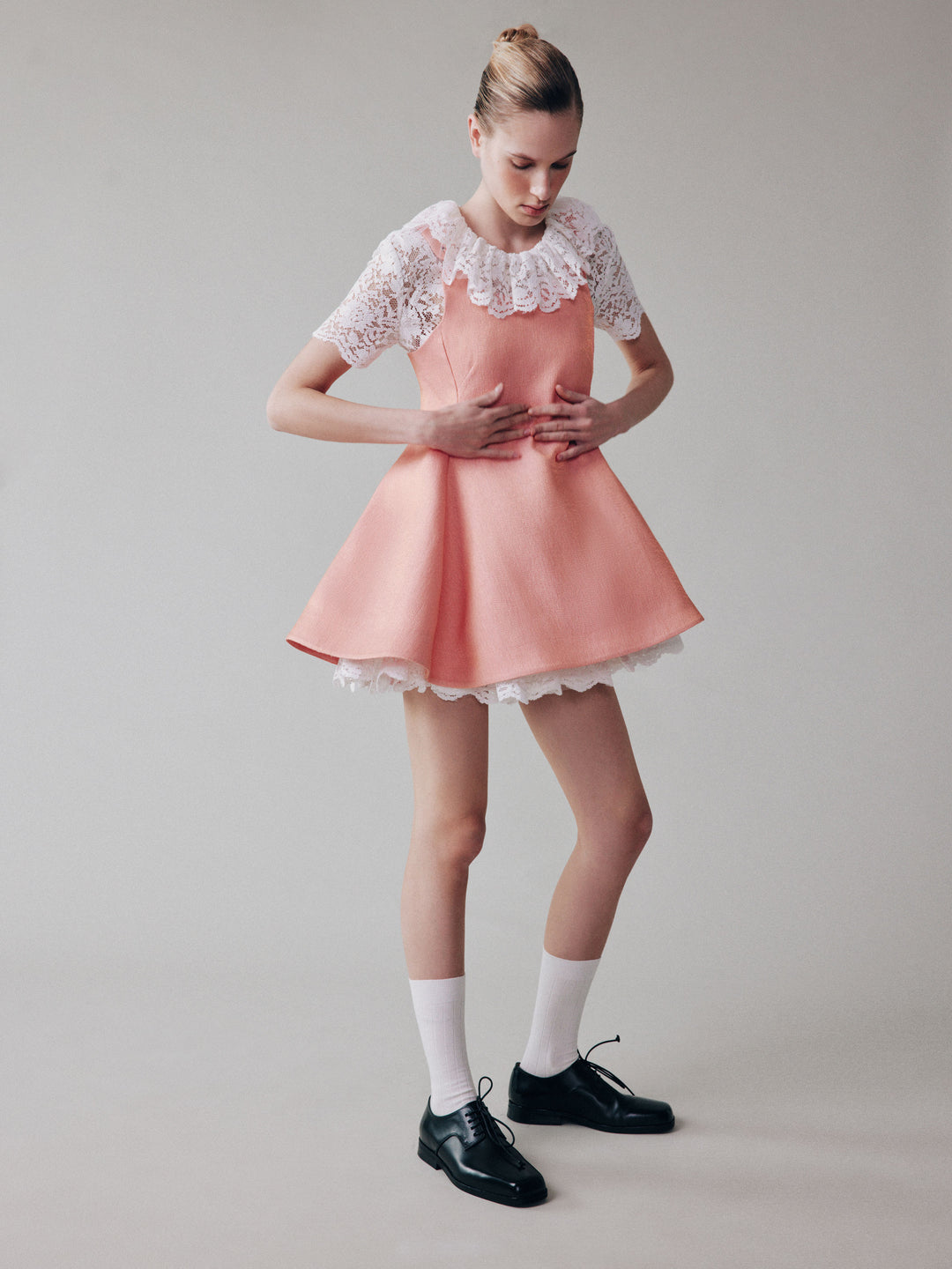 A-line metallic-thread mini dress