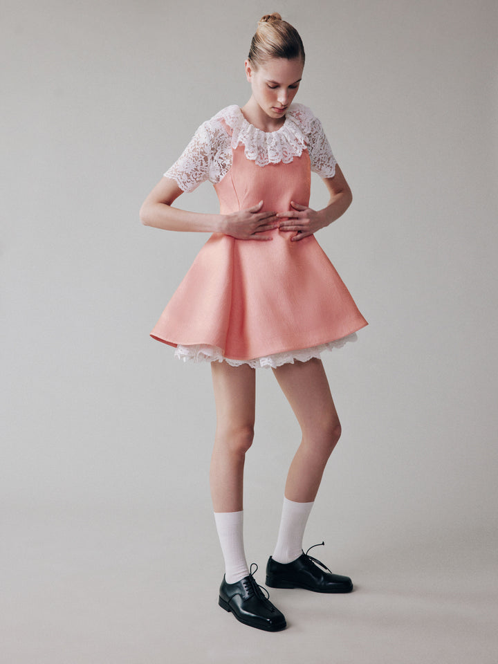 A-line metallic-thread mini dress