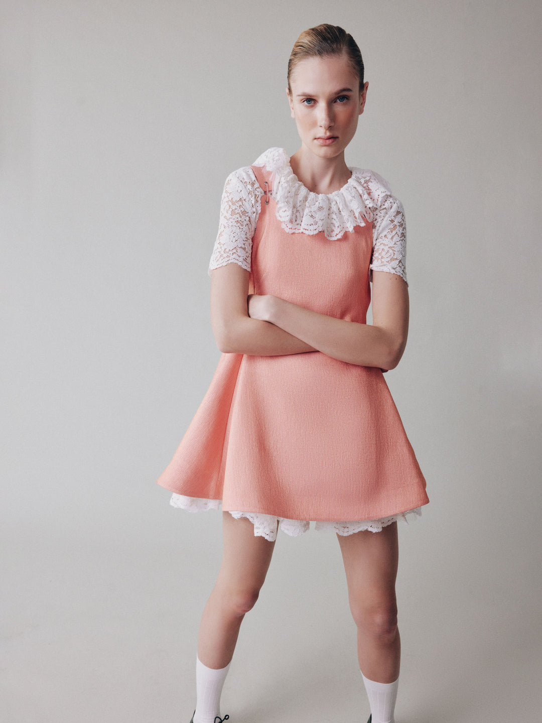 A-line metallic-thread mini dress