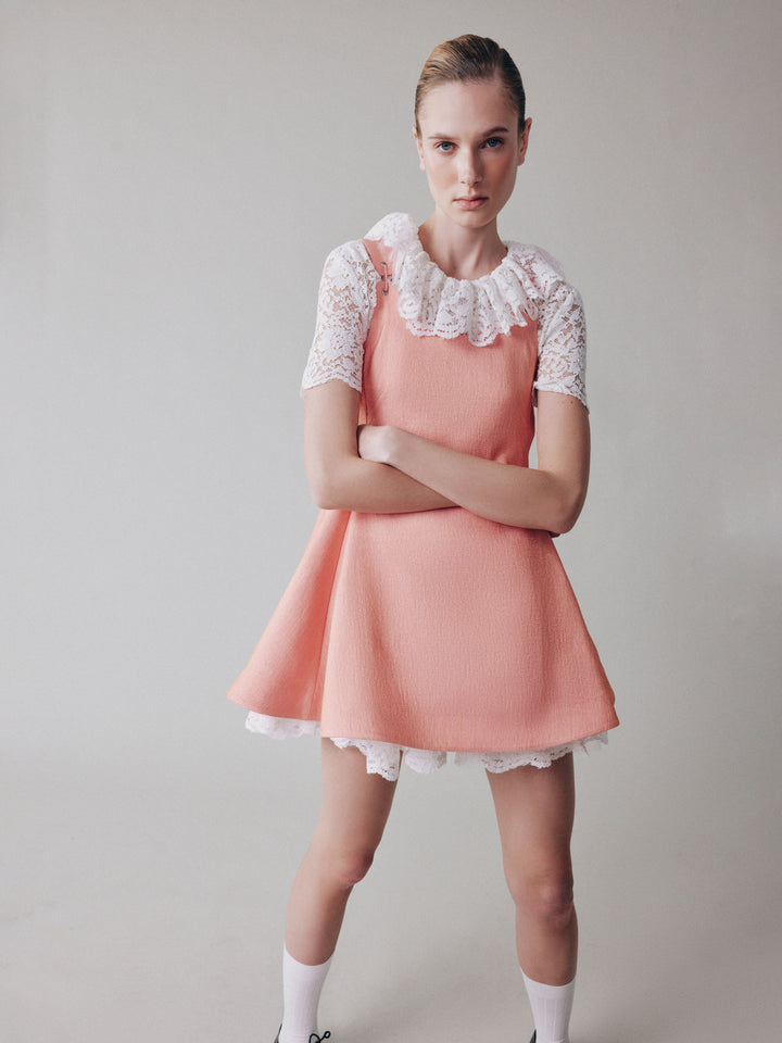 A-line metallic-thread mini dress