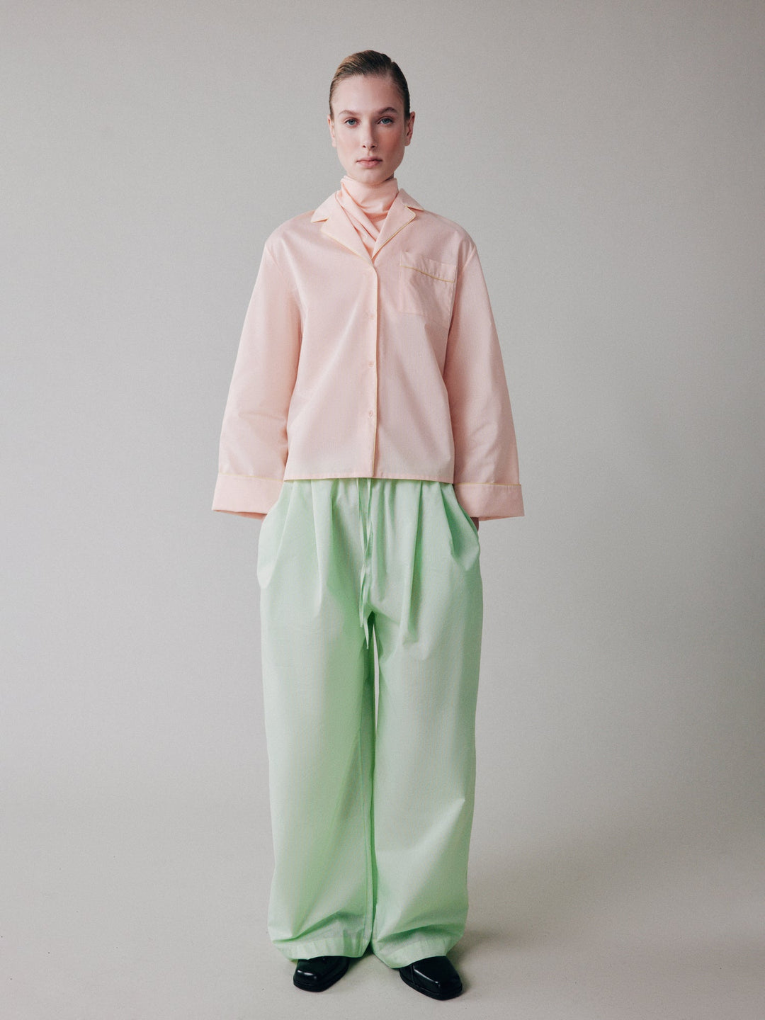 Pajama-inspired cotton shirt