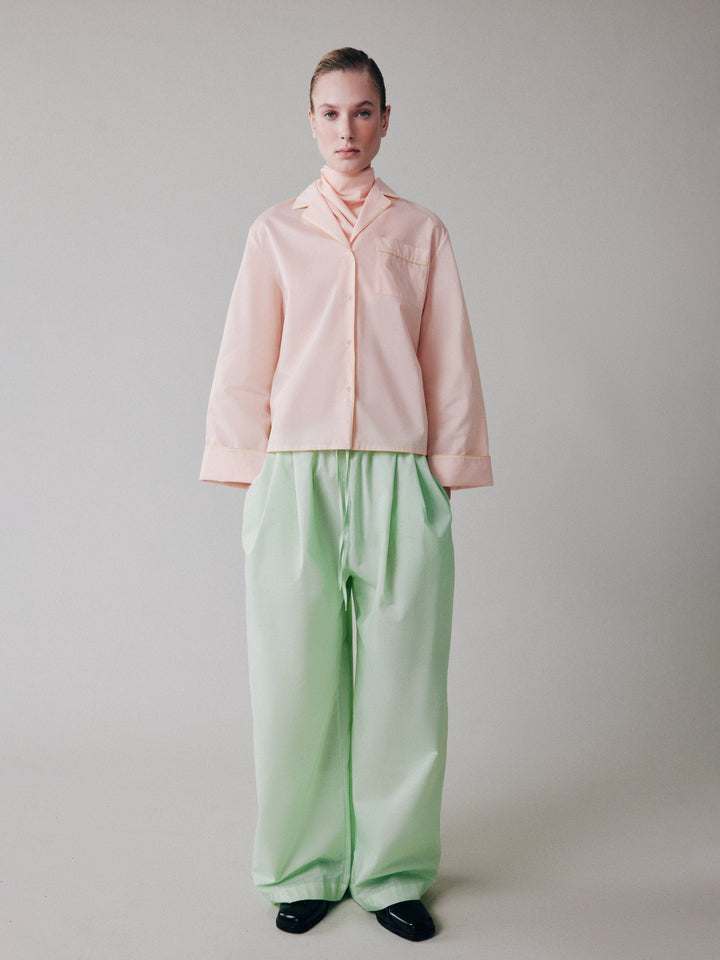 Pajama-inspired cotton shirt