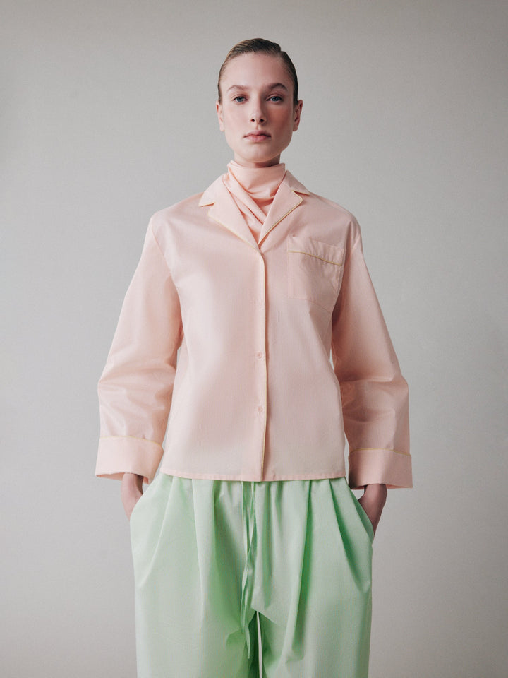 Pajama-inspired cotton shirt