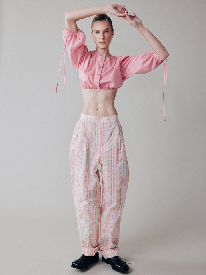Striped cotton pants
