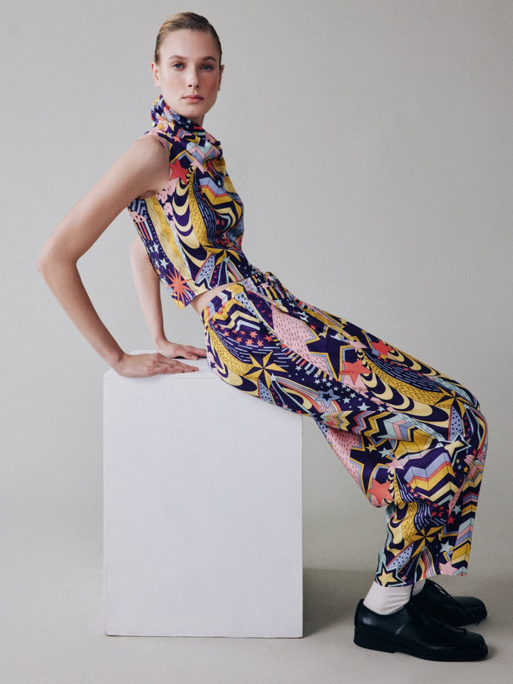 Printed pants made of Liberty silk