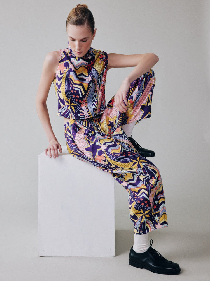 Printed sleeveless top made of Liberty silk