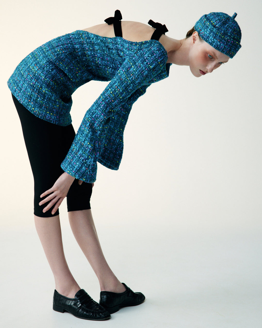 Tweed dress with bows and open back