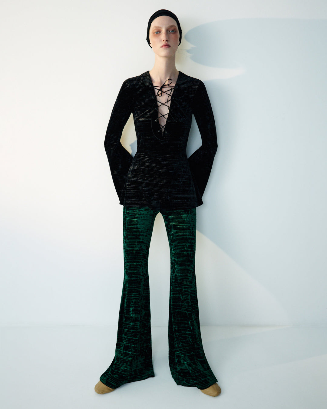 Velvet flared trousers