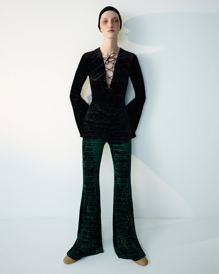 Velvet flared trousers