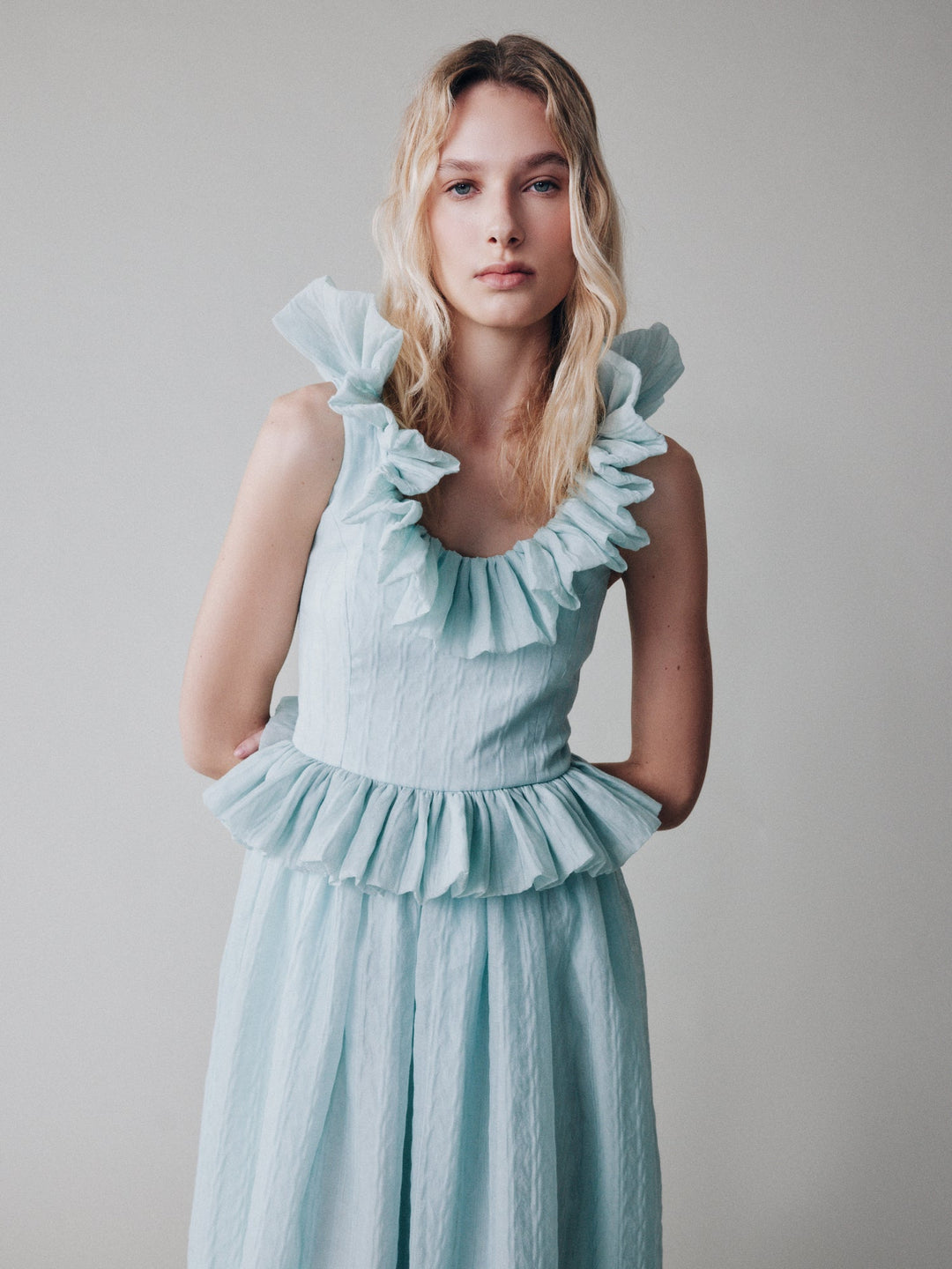 Maxi ruffled-waist sundress