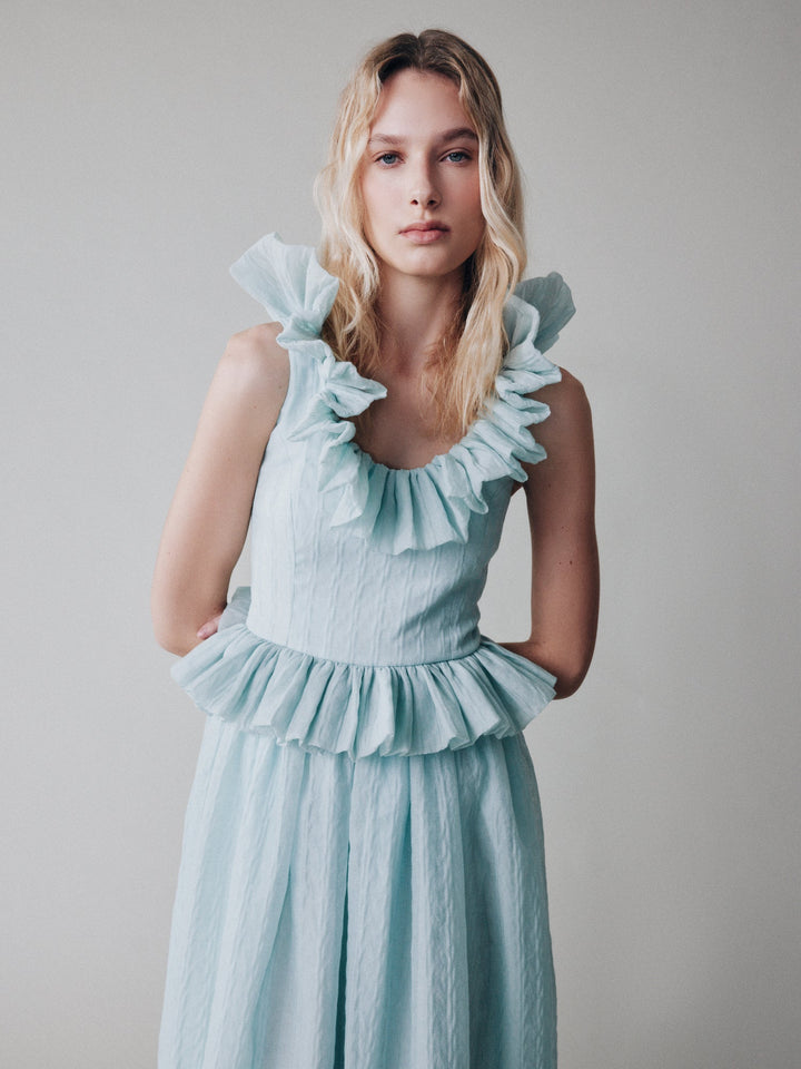 Maxi ruffled-waist sundress