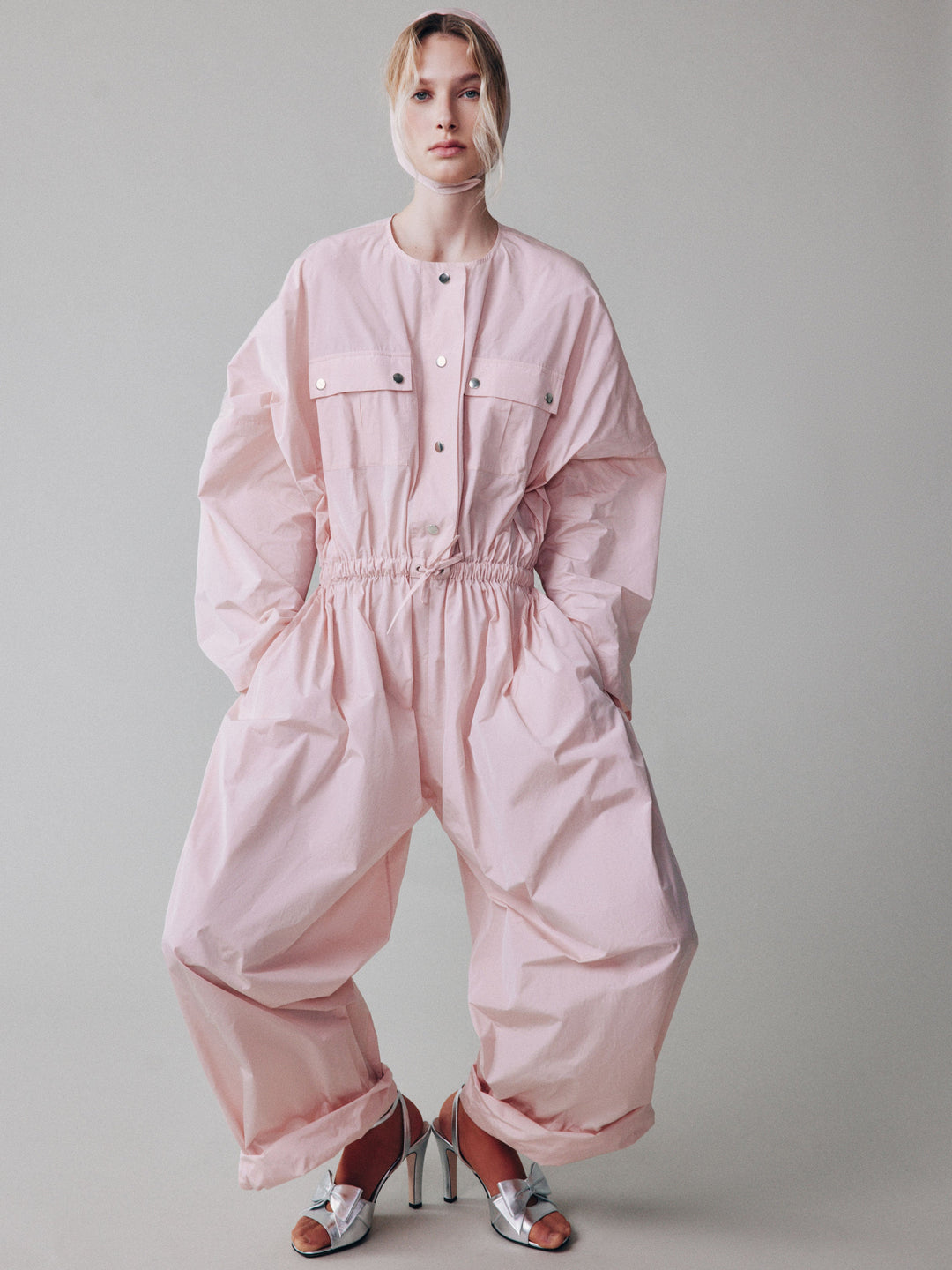 Oversized taffeta jumpsuit
