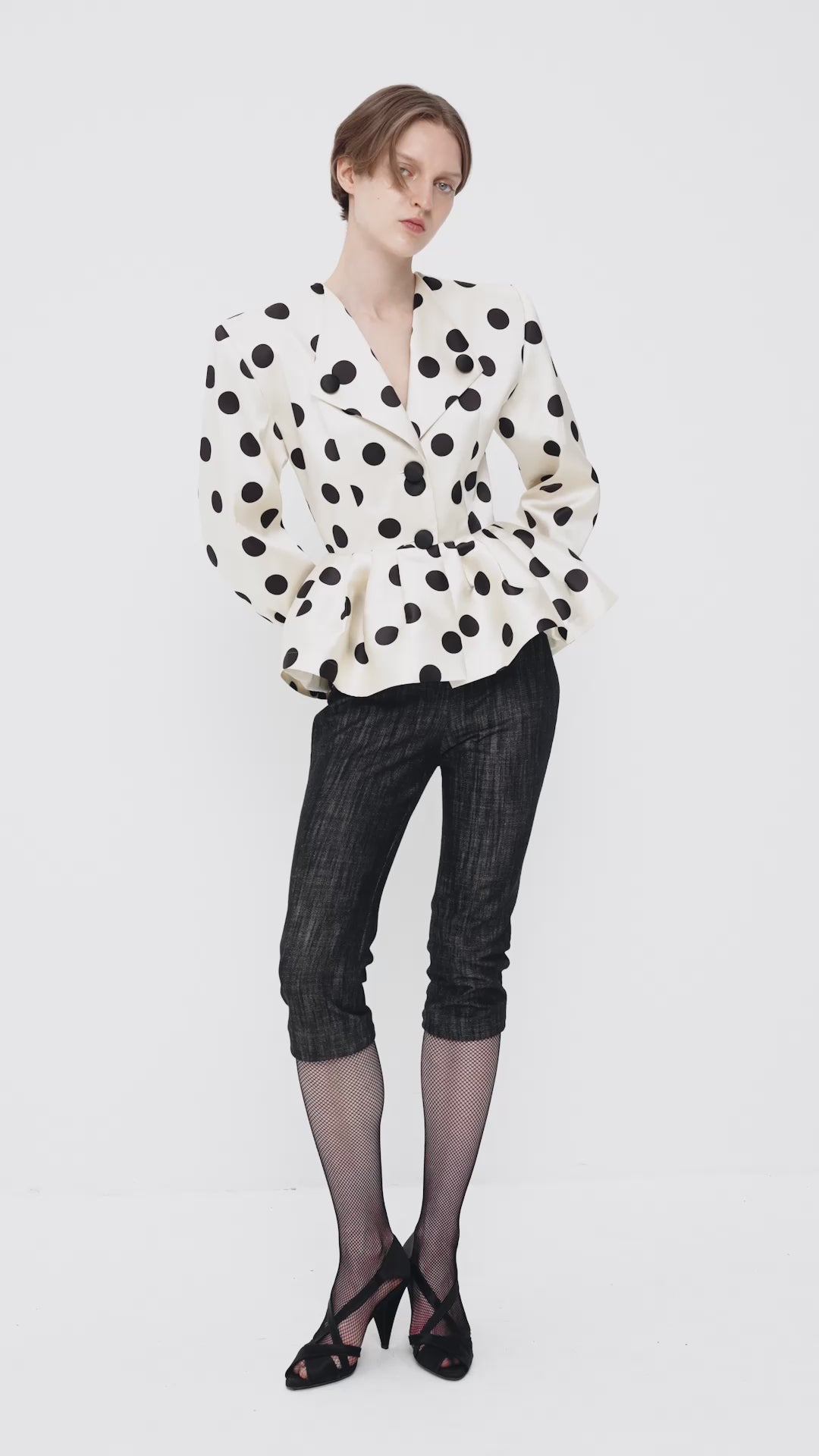 Polka-dot peplum jacket