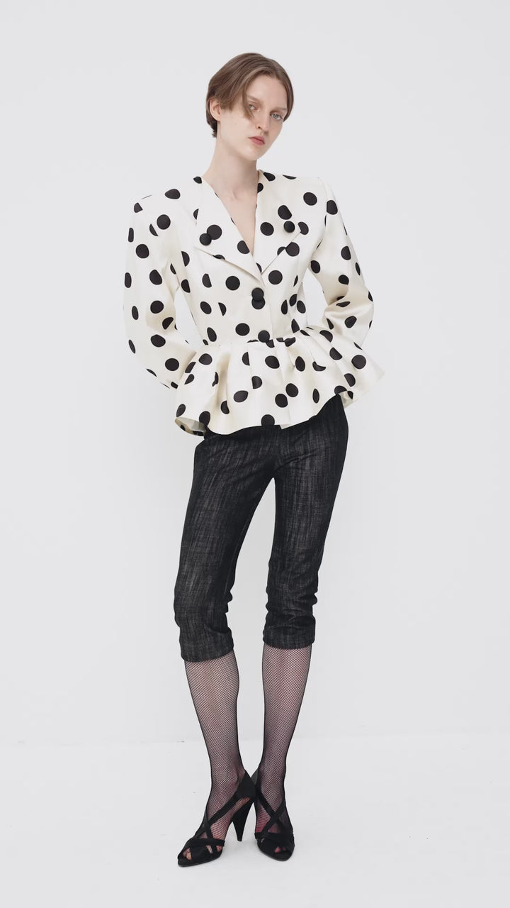 Polka-dot peplum jacket
