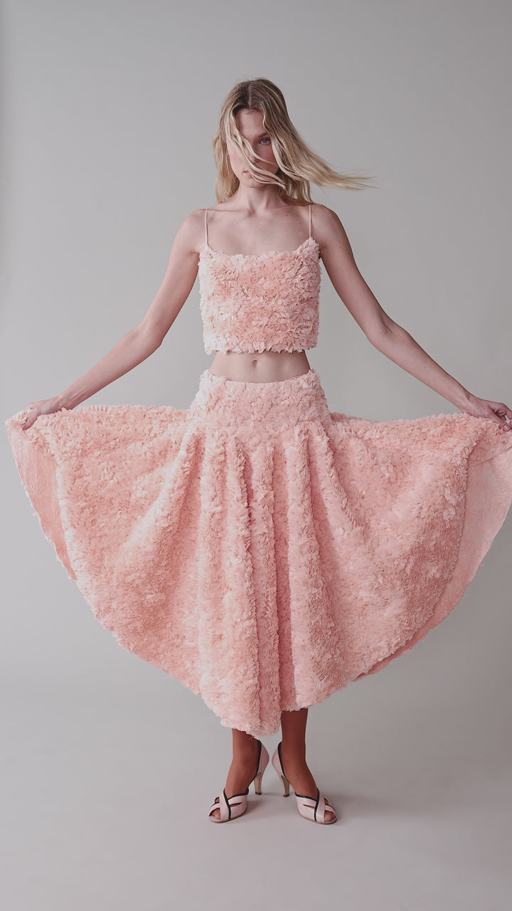 Voluminous textured midi skirt