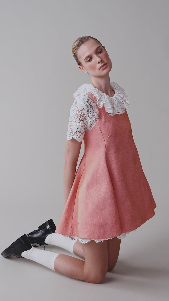 A-line metallic-thread mini dress