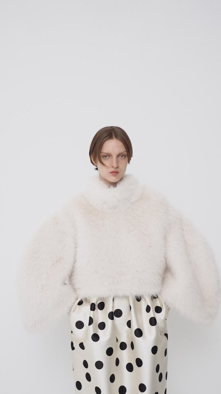 Oversized white faux fur sweater