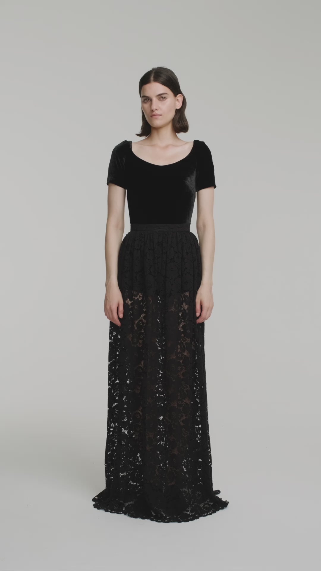 Cord lace maxi skirt