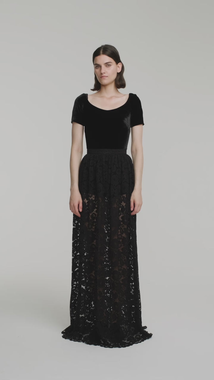 Cord lace maxi skirt
