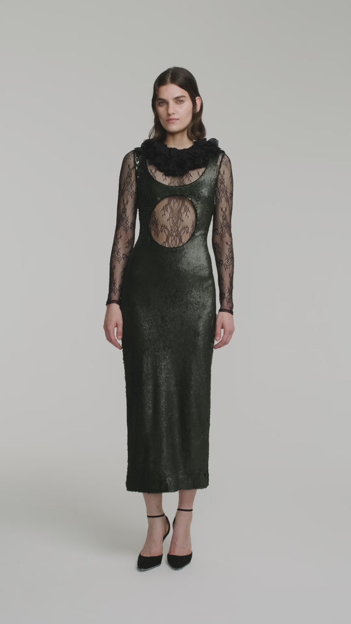 Sequin maxi dress with slit