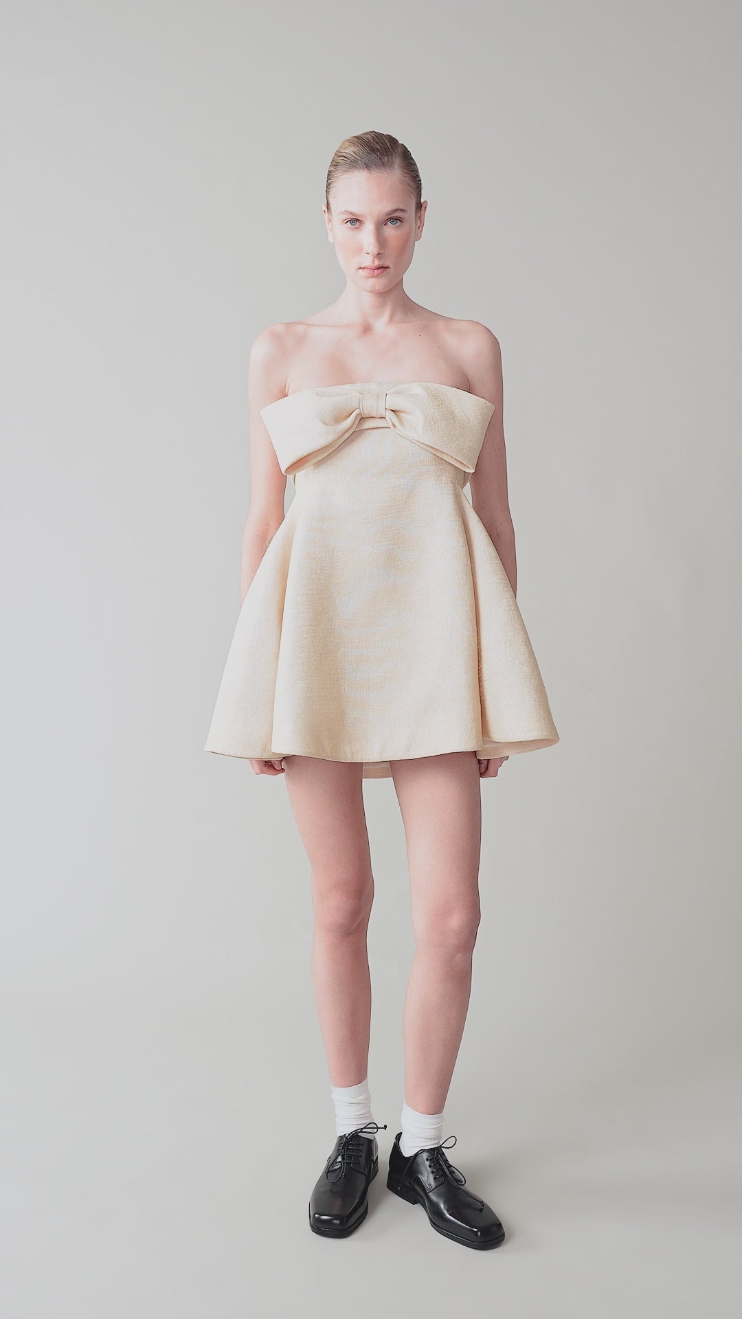 Bow-bodice mini dress