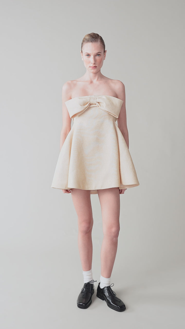 Bow-bodice mini dress