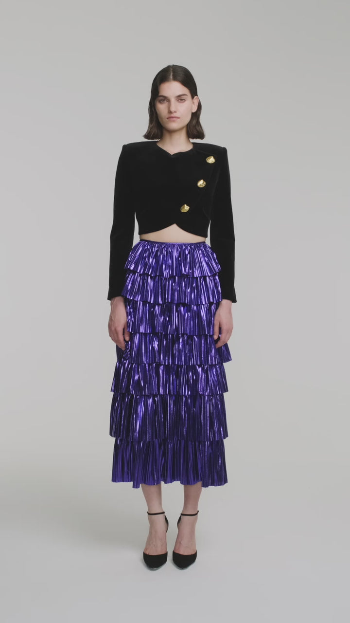 Velvet jacket with gold buttons