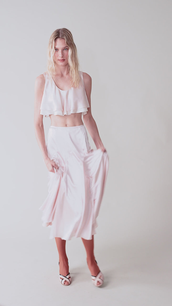 Double-layered crop top made of Liberty silk