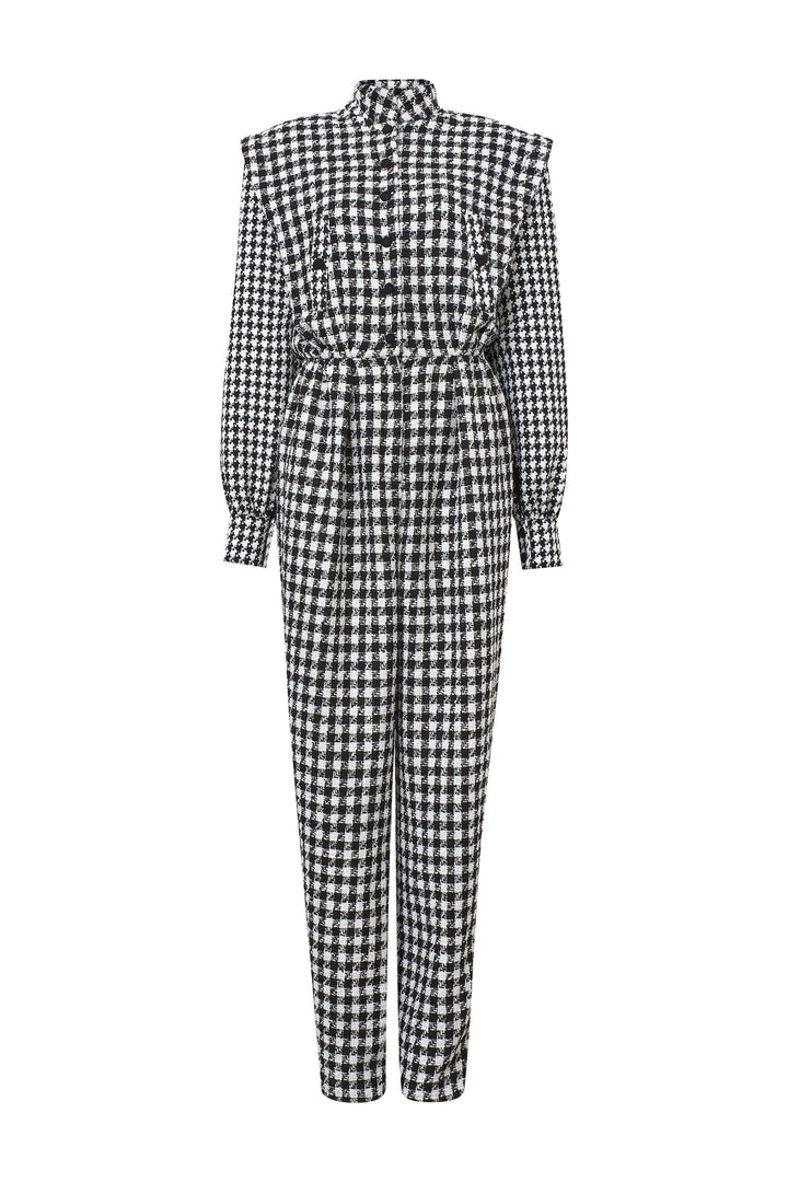 Checkered tweed jumpsuit