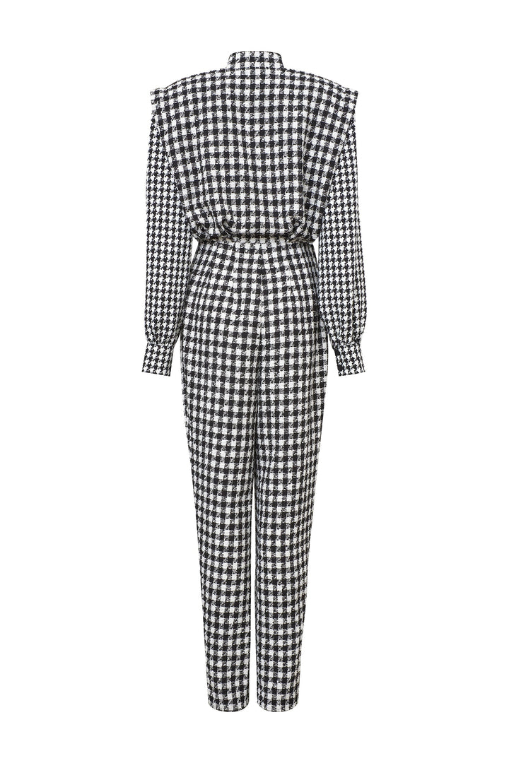 Checkered tweed jumpsuit