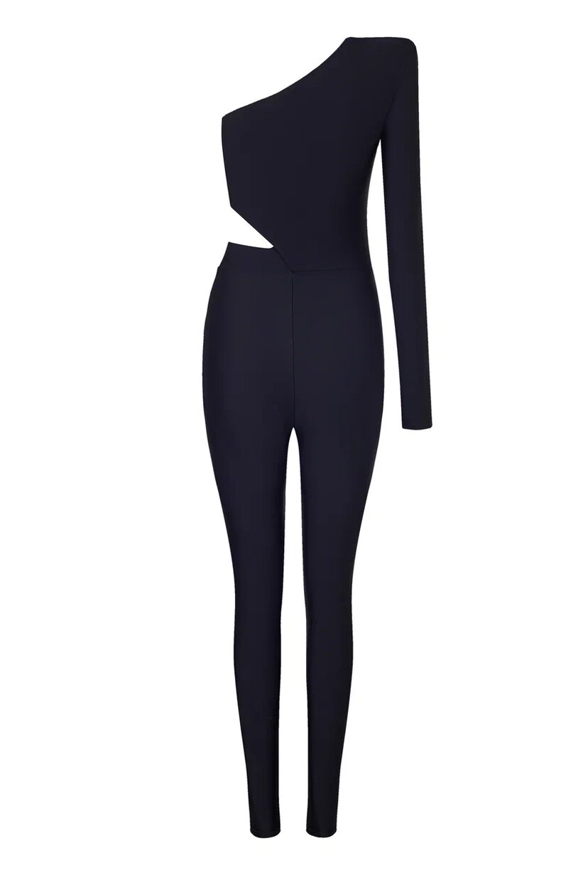 Asymmetric cutout stretch jumpsuit