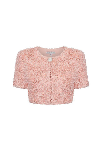 Floral-appliqué crop jacket
